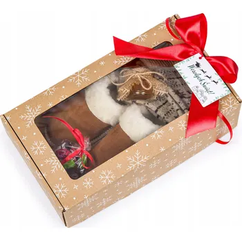 Dámská obuv Teplé Dámské Kožené Pantofle + ponožky DÁREK VÁNOČNÍ 41