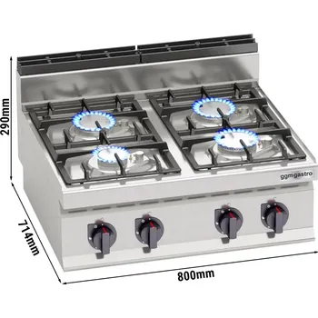 Sporák G.Gastro Plynový sporák 4 hořáky (21,5 kW) s pilotním plamenem