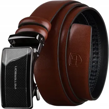 Opasek Pásek pánský hnědý Peterson kožený ke kalhotám elegantní automatický