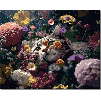 Sada pro Malování podle Čísel s Akrylovými Barvami 40 x 50 cm Kočka