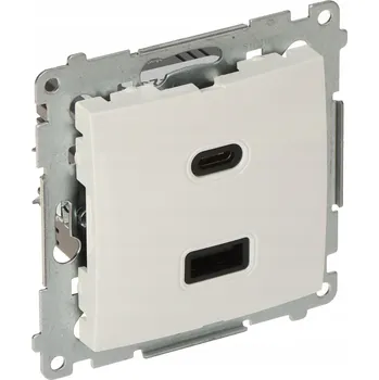 Elektrická zásuvka Simon 54 Dvojitá USB-C nabíječka A 30W 230V bílá modulární