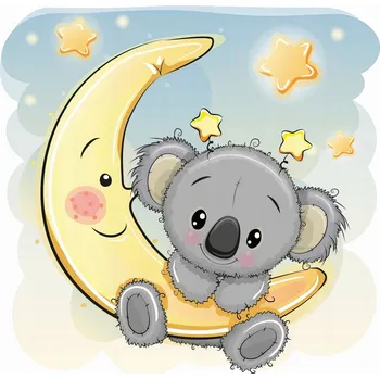 Diamantové malování DIAMANTOVÁ VÝŠIVKA Diamond Painting Mozaika Měsíční medvídek 35x35 cm Sada 5D