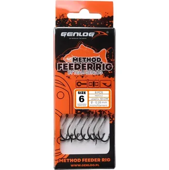 Rybářský háček Návazec GENLOG Method Feeder s jehlou - háček BKK č. 6, vlasec 0,28 mm/10 cm -