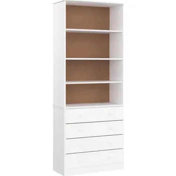 Knihovna Knihovna se zásuvkami ALTA BÍLÁ 77X35X186,5CM BOROVICE