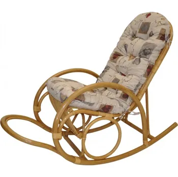 Papasan Ratanové houpací křeslo Jenaira medové polstr motiv srdce love