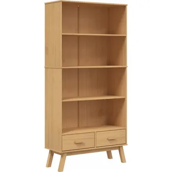 Knihovna VidaXL 4-patrový regál OLDEN, hnědý, masivní borovicové dřevo