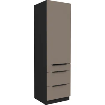 Kuchyňská skříňka 60 DKS-210 1F 3S, Vysoká kuchyňská zásuvková skříňka PREMIUM BOX Aria sandgrau​/černá