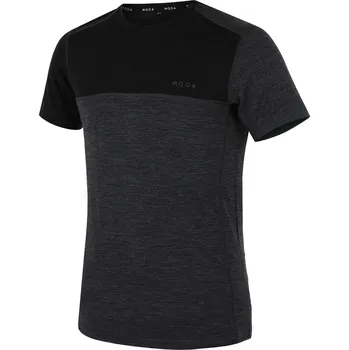 Pánské termoprádlo Pánské triko MOOA MerinoSilk Block 160 short Velikost: XXL / Barva: černá