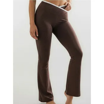 Dámské legíny Sinsay - Legíny flare s kontrastním lemem - tmavě hnědá - 713HA-89X - 713HA-89X-XXS