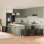 Zábrana pro psy s dvířky skládací 15 panelů černá 750 cm topol