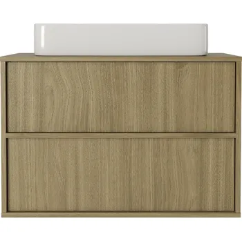 Policová skříň Závěsná skříňka pod umyvadlo Mossy s deskou 80 cm dub perleťový