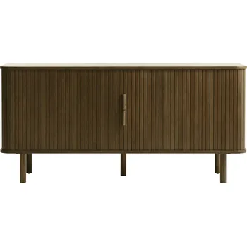 Komoda Komoda Vocan s drážkovaným povrchem v kouřovém dubu na vysokých nožkách 160 cm moderní do obýváku