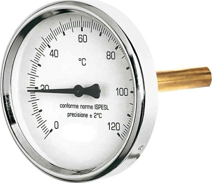 Teploměr (T-100-50), 0-120°C s jímkou (l= 50, 1/2"), zadní, D=100 mm