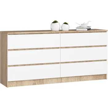 Komoda KOMODA K160 6SZ CLP PK DUB SONOMA / BÍLÁ