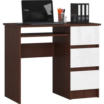 Psací stůl PSACÍ STŮL A-6 CLP WENGE - BÍLÝ PRAVOSTRANNÝ