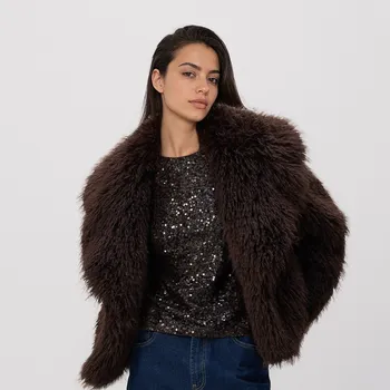 Dámské tričko Reserved - Boxy tričko s flitry - tmavě hnědá - 251HS-89X - 251HS-89X-L