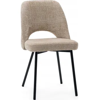 Jídelní židle Čalouněná židle do jídelny, obývacího pokoje, moderní tmavě béžová, černé nohy