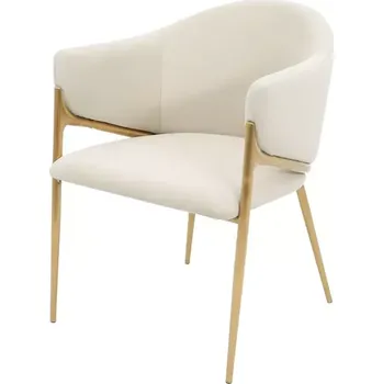 Křeslo Čalouněné jídelní křeslo Modig samet bílé/zlaté