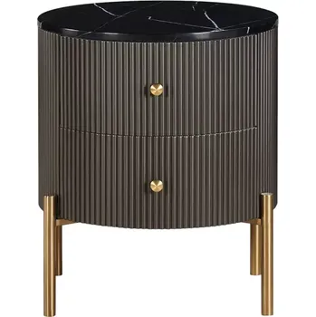 Noční stolek Noční stolek Stilig 50 cm černý mramor/zlatý