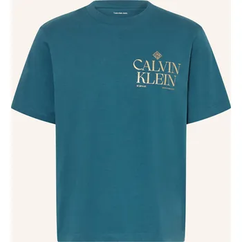 Pánské oblečení Calvin Klein Jeans Pánské Tričko, petrolejová / zlatá, L