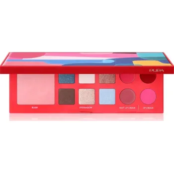 Multifunkční nůž PUPA Milano Pupart S multifunkční paleta na oči a rty RED 11.4 g