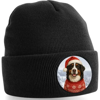 Čepice ON-DESIGN Zimní vánoční čepice s Bernským salašnickým psem Barva: černá