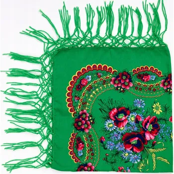 Šátek Malý lidový šátek 70x70 cm - zelený, květinový vzor 100% bavlna Folkstar