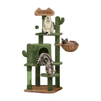 Škrabadlo pro kočky 593005 green/brown, výška 135 cm - A YAHEETECH