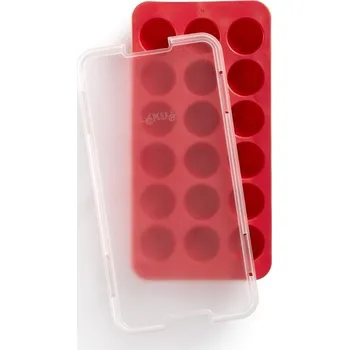 Tvořítko na led Lékué Silikonová forma na led Round Ice Cube Tray 18 kostek červená