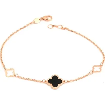 Náramek Dámský náramek z růžového zlata se čtyřlístky ZLNA1606F + Dárek zdarma