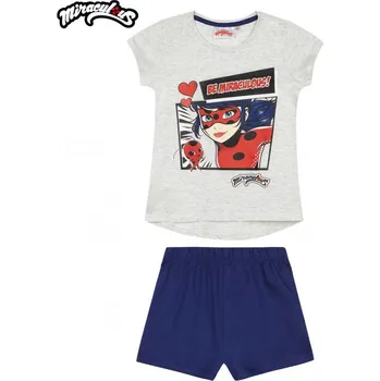 Dívčí pyžamo Dívčí bavlněné krátké pyžamo KOUZELNÁ BERUŠKA šedo/modré