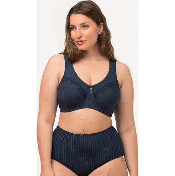 Podprsenka Ulla Popken, Plus size Odlehčující podprsenka, bez kostic, s přívěškem, košíčky C-G pro plnoštíhlé nadměrná velikost, 658495139-1074, modrý, 105B, Nadměrné velikosti, Plus size oblečení, Oblečení pro boubelky, Oblečení pro baculky, Oblečení pro plnoštíhlé