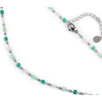 Náhrdelník Náhrdelník z nerezové oceli se skleněnými korálky Varianta: 1 zelená, Balení: 1 ks