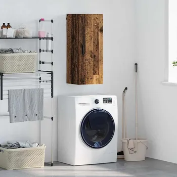 Příborník do zásuvky Nástěnná skříňka Staré dřevo 34,5 x 34 x 90 cm kompozitní dřevo