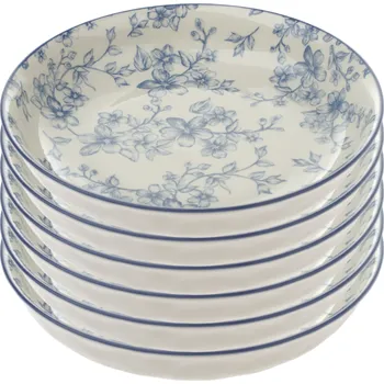 Talíř Sada 6 hlubokých talířů Něžné kvítí 20 cm, modrá