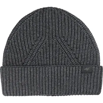 Tachometr Pánská zimní čepice 4F-CAP WAW25ACAPM576-20M DEEP BLACK MELANGE Černá 56/60 cm
