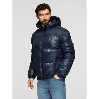 Pánská casual bunda Ombre Warm men's puffer jacket with welts - navy blue Ombre modrá 3020162