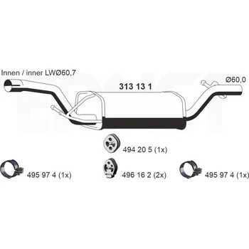 Tlumič výfuku Střední tlumič výfuku ERNST 313131