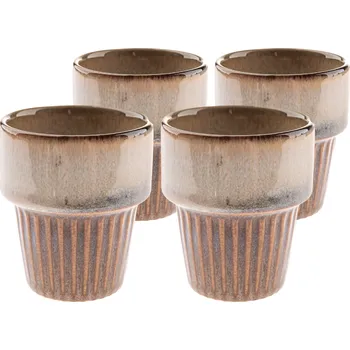 Sada 4 keramických hrnků Rustik 100 ml, světle hnědá