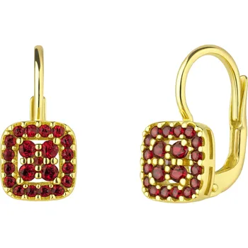 Náušnice Granát Turnov Zlaté náušnice s českým granátem kostka