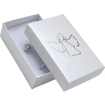 Dárková krabička Šperky4U Bílá dárková krabička na soupravu, stříbrný anděl - KR0306-ST