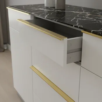 Nábytkové kování Interex design Uchytka na hranu dveří CHANEL / Zlatá 50 mm