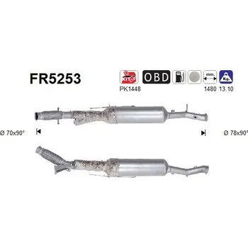 Filtr pevných částic Filtr sazových částic, výfukový systém AS FR5253