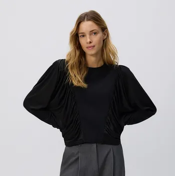 Dámské tričko Reserved - Halenka s vycpávkami na ramenou - černý - 048IC-99X - 048IC-99X-XS