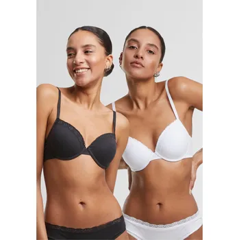 Dámské spodní prádlo Urban Classics Krajková podprsenka - 2ks v balení Barva: černá - bílá, Velikost: 80D