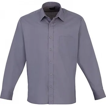 Pánská košile Premier Workwear Pánská popelínová košile s dlouhým rukávem Barva: Modrá ocelová, Velikost: 48 PW200