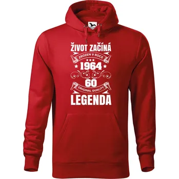 Pánská mikina DOBRÝ TRIKO Pánská mikina s potiskem Život začíná Velikost pánské mikiny: 3XL, Barva: Červená