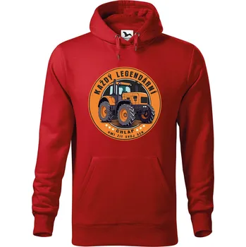 Pánská mikina DOBRÝ TRIKO Pánská mikina s potiskem Legendární chlap traktor Velikost pánské mikiny: S, Barva: Červená