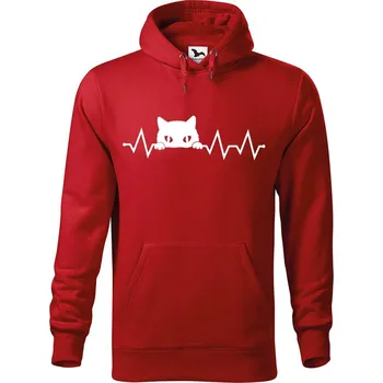 Pánská mikina DOBRÝ TRIKO Pánská mikina s potiskem Tep kočka Velikost pánské mikiny: XL, Barva: Červená