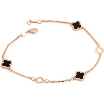 Náramek Dámský náramek z růžového zlata se čtyřlístky ZLNA1607F + Dárek zdarma